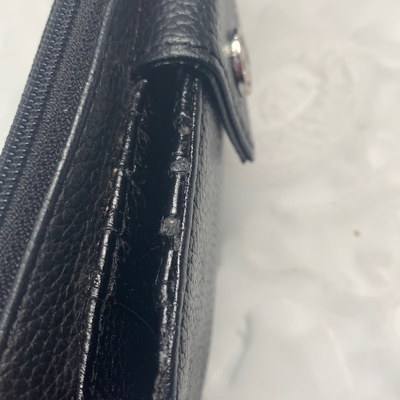 Gianni Bernini Leather Wristlet Wallet - Black/Silver, 7.5”x4” - Picture 9 of 11